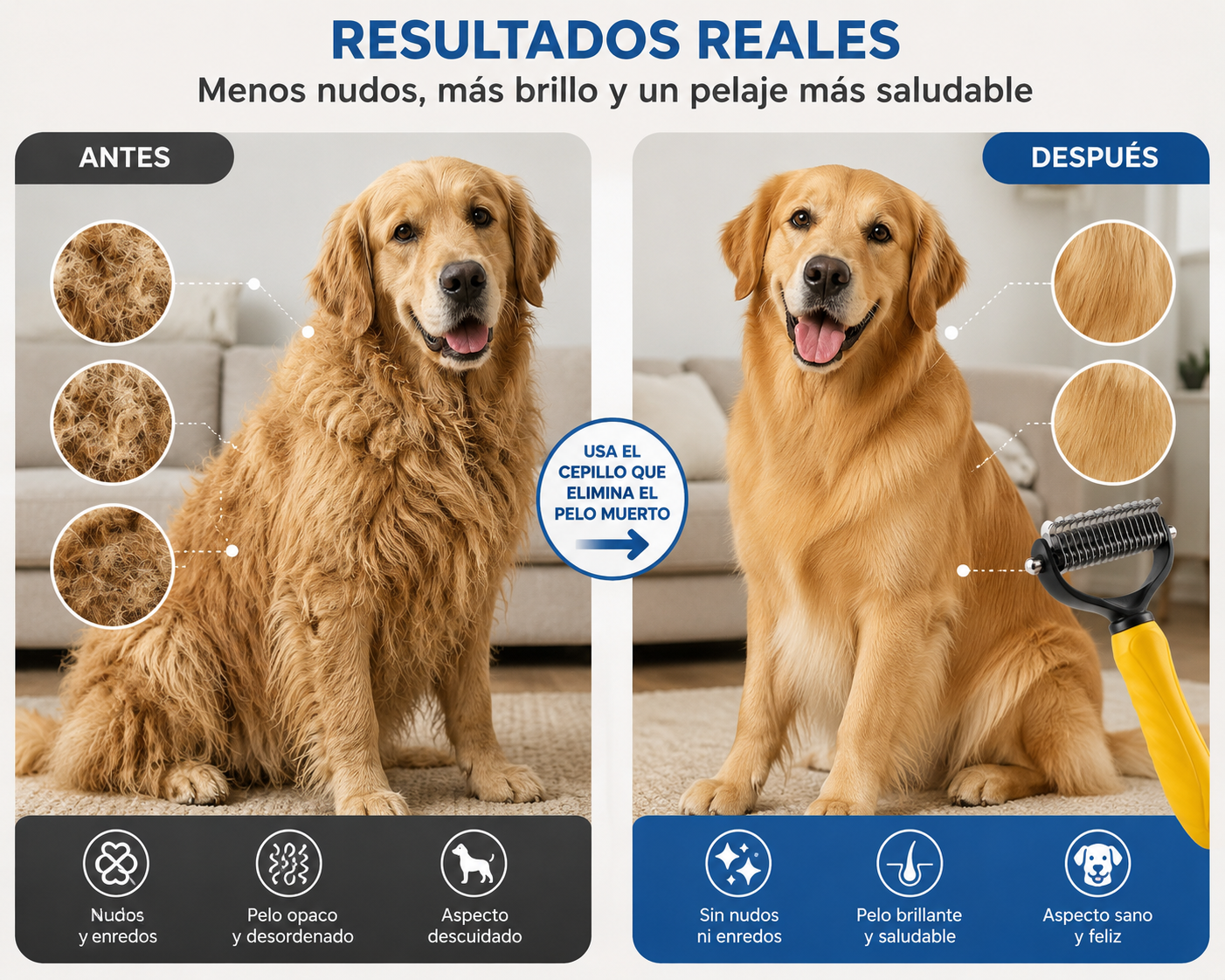 Cepillo corta nudos para mascotas