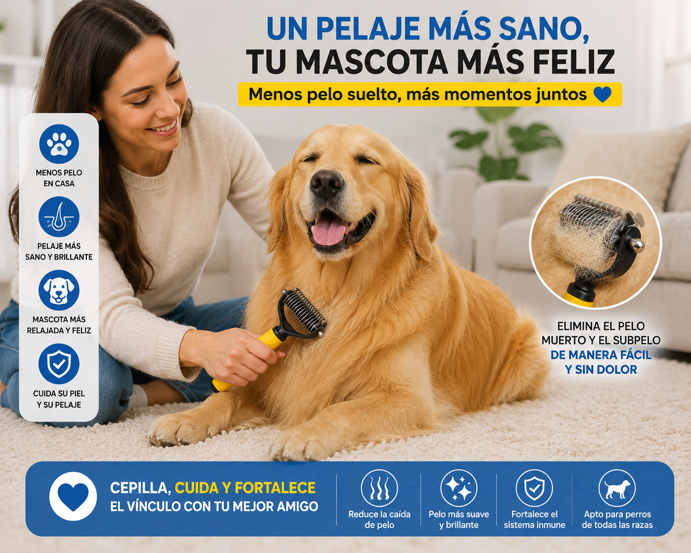 Cepillo corta nudos para mascotas